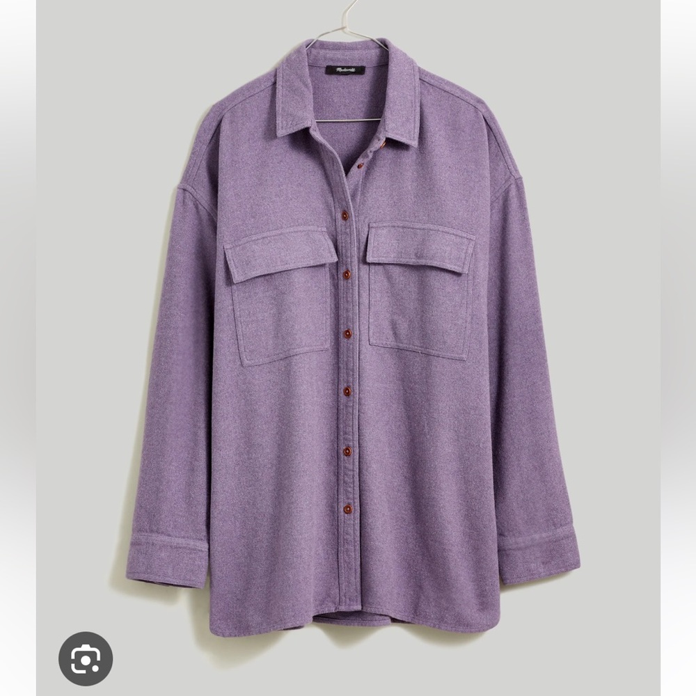 NWT Madewell brushed oversized shirt jacket in smoky grape purple (item NM433)